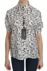 Dolce & Gabbana White Musical Instrument Collared Blouse  Shirt -   -  Dolce & Gabbana.